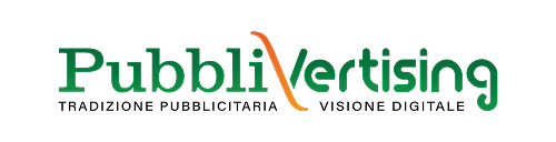 Logo PubbliVertising utilizzato per identificare il brand e i servizi di comunicazione e marketing aziendale